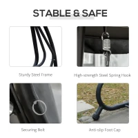 Outsunny Three-Person garden Swing Chair, with Adjustable Canopy - Black(m-6)