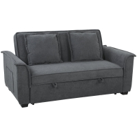 HOMCOM Canapé convertible 2 places, canapé-lit clic-clac en chenille, dossier réglable, 2 coussins, poche latérale, gris