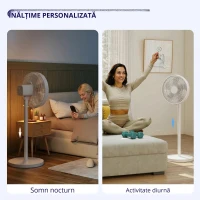 HOMCOM Ventilator de Podea cu Telecomandă, Reglabil pe Înălțime, 4 Viteze, Oscilație 80°, Timer 10 Ore, Alb, Ø40x90.5-118.5Î cm(m-8)