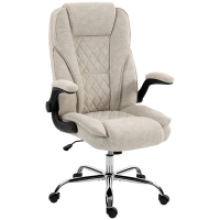 HOMCOM Bürostuhl, ergonomischer Bürostuhl, höhenverstellbar, hochklappbare Armlehnen, 70 x 70 x 114-122 cm, beige
