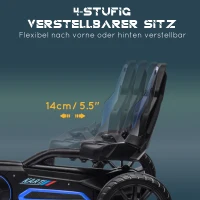 HOMCOM Go Kart Pedal Go Kart met achteruit- en vooruitversnelling, voor kinderen van 3 tot 8 jaar, Blauw + Zwart(m-4)