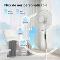 HOMCOM Ventilator pe Suport cu Telecomandă, Ventilator Vertical, Alb(m-6)