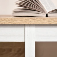 HOMCOM Scrivania per Computer Multimediale con 2 Ripiani Laterali, in MDF E1, 110x48x76 cm, Rovere Chiaro e Bianco(m-3)