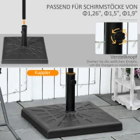Outsunny Zwarte Parasolvoet - Weerbestendige Parasolhouder - Parasolstandaard, 51 cm x 51 cm x 32H cm(m-4)
