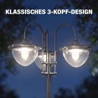 Outsunny Solar Laterne Stehleuchte aus Metall, Gartenlaterne mit Lichtsteuerung, 189 cm hoch, Windlicht Außenleuchte, Wasserdicht IP44 mit Blumentopf-Basis für Garten Balkon Deko Schwarz(m-4)