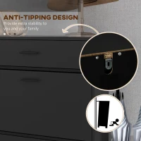 HOMCOM Three Drawer Slim Shoe Storage Cabinet, 12 Shoe Pairs - Black(m-6)