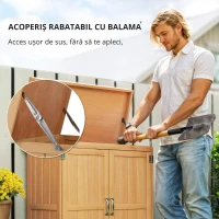 Outsunny Dulap Exterior Lemn 74×43×88 cm – 2 Rafturi pentru Scule Gradina(m-8)