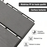 Outsunny Caillebotis - Dalles terrasse - Lot de 9 - emboîtables, Installation très Simple - Petits Carreaux Composite Plastique Imitation Bois Noir(m-4)
