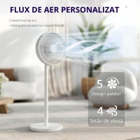 HOMCOM Ventilator de Podea cu Telecomandă, Reglabil pe Înălțime, 4 Viteze, Oscilație 80°, Timer 10 Ore, Alb, Ø40x90.5-118.5Î cm(m-7)