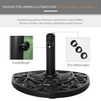 Outsunny Halfronde Parasolvoet, 9 kg, Bloemendesign, HDPE/Cement, voor Parasolstokken Ø35/38/48 mm(m-6)