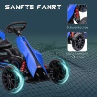 HOMCOM Go Kart Pedal Go Kart met achteruit- en vooruitversnelling, voor kinderen van 3 tot 8 jaar, Blauw + Zwart(m-6)
