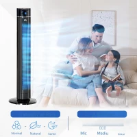 HOMCOM Ventilator pe coloană 60W cu 3 viteze, 3 moduri și temporizator 8h, din ABS, Ø32x106,8 cm, negru(m-5)