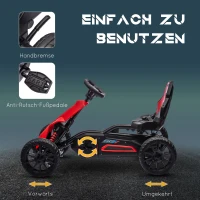HOMCOM Go Kart Pedal Go Kart met achteruit- en vooruitversnelling, voor kinderen van 3 tot 8 jaar, Rood + Zwart(m-5)