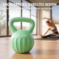 SPORTNOW Kettlebell Kugelhantel 6 kg Gewicht-Hantel mit Sand befüllt für Anfänger Zuhause Krafttraining 17 x 17 x 23 cm Grün(m-4)