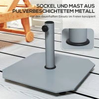 Outsunny Sonnenschirmständer aus Metall 18,5 kg Schirmständer mit Rollen, Quadratisch Schirmhalter für Sonnenschirm 32/38/48mm(m-5)