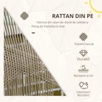 Outsunny Set Modern din 3 Piese cu Suporturi Ajustabile, Set de Cafea pentru Terasă din Împletitură Rotundă, 63x73x78 cm, Gri Deschis(m-4)