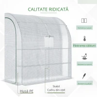 Outsunny 7' x 3' x 7' Outdoor Walk-In Greenhouse, Plant Nursery with Roll-up Windows, PE Cover, and 3 Wire Shelves, White(m-6)