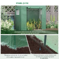Outsunny Sera de gradina din PE si otel cu 4 carlige, 2 ferestre laterale si copertina superioara ranforsata, 200x77x148-169 cm(m-4)