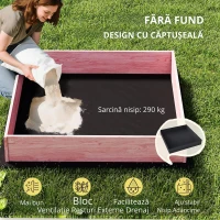 AIYAPLAY Ladă de Nisip pentru Copii 3-6 Ani cu Acoperiș cu Flamingo, Scaune Pliabile, Capac și Husă Incluse, Ladă de Joacă din Lemn de Brad, 134,5x127,5x130 cm, Roz(m-5)