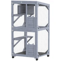 PawHut Movable Outdoor Catio with Resting Box, 3 Jumping Platforms, Waterproof Asphalt Roof for Outdoor Indoor(m-10)