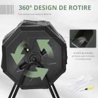 Outsunny Compostor Gradina & Balcon 71×65×96 cm – Tambur Rotativ pentru Deseuri(m-6)