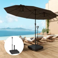 Outsunny Gartenschirmständer, Sonnenschirmbasis mit verstellbaren Rädern, mit Wasser und Sand befüllbar, Kunststoff, Schwarz(m-2)