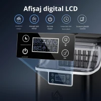 HOMCOM Mașină de Gheață 20kg în 24 de Ore, 24 Cuburi în 14-18 Minute și Sistem Auto-curățare, Neagră(m-9)