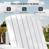 Outsunny Scaun de Gradina Adirondack din Lemn Alb 97x72.5x93cm(m-5)