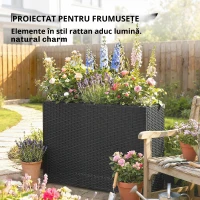 Outsunny Jardinieră înălțată din rășină împletită, suport flori cu vas detașabil și picioare reglabile, cadru din oțel, negru(m-7)