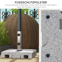 Outsunny Granieten parasolvoet, 28 kg, wielen, voor parasolpalen van 32/38/48 mm, Grijs(m-7)