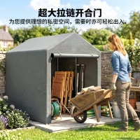 Outsunny Gartenschuppen, Lagerzelt, robust & wetterfest, Stahlrahmen, 1,2x1,8x1,6m, Hellgrau(m-6)