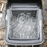 HOMCOM Mașină de Gheață 20kg în 24 de Ore, 24 Cuburi în 14-18 Minute și Sistem Auto-curățare, Neagră(m-12)