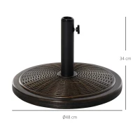 Outsunny Parasolvoet van Cement 14kg Rond met Rotanlook voor Parasol 35mm/38mm/48mm Diameter(m-3)