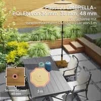 Outsunny Gartenschirmständer, Sonnenschirmbasis mit Rollen, Holzoptik, Rollbare Basis für Gartenschirm, Metall, Beton, Hellbraun(m-4)