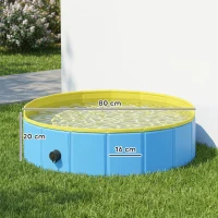 PawHut Foldable Dog Pool for Puppies and Ducks Dog Paddling Pool Bath Tub, Blue, 80 x 20 cm(m-3)