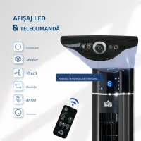 HOMCOM Ventilator pe coloană 60W cu 3 viteze, 3 moduri și temporizator 8h, din ABS, Ø32x106,8 cm, negru(m-4)