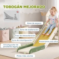 AIYAPLAY Tobogán Infantil Plegable 4 en 1 con Escalador Aro de Baloncesto Pelota Almacenamiento y Peldaños Crema(m-6)