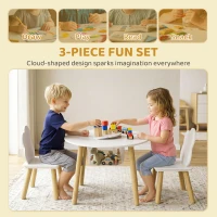 AIYAPLAY Kids Table and Chairs Set with Storage Bag Toddler Table and Chairs Set 3 Piece for Playroom White(m-4)