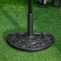 Outsunny Halfronde Parasolvoet, 9 kg, Bloemendesign, HDPE/Cement, voor Parasolstokken Ø35/38/48 mm(m-2)