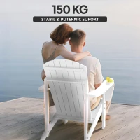 Outsunny Scaun de Gradina Adirondack din Lemn Alb 97x72.5x93cm(m-4)