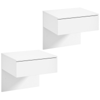 HOMCOM 2er-Set schwebende Nachttische mit Schublade, wandmontiert für Schlafzimmer 40x35x36,2 cm Hochglanzweiß