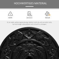 Outsunny Halfronde Parasolvoet, 9 kg, Bloemendesign, HDPE/Cement, voor Parasolstokken Ø35/38/48 mm(m-7)