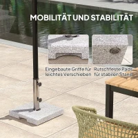 Outsunny Sonnenschirmständer aus Granit 21kg Schirmständer, Quadratisch Schirmhalter, Schirmgewicht für Sonnenschirm 32/38/48mm(m-6)