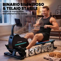 SPORTNOW Vogatore domestico: 16 livelli resistenza, Bluetooth, APP compatibile.(m-7)