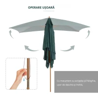 Outsunny Umbrela din Lemn pentru Extern Gradina 2X3M Verde(m-4)
