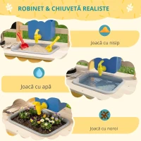 AIYAPLAY Bucătărie de jucărie exterioară din lemn cu roți Apă reală Ghivece Tablă și 15 accesorii 84,2x34,4x90 cm Galben(m-6)