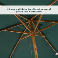 Outsunny Umbrela din Lemn pentru Extern Gradina 2X3M Verde(m-6)