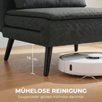 HOMCOM Schlafsessel, 3-in-1 Klappbarer Leinen-Schlafsessel mit verstellbarer Rückenlehne, S-Federn, Metallbeinen, Dunkelgrau(m-7)