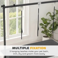 PawHut Dog Grooming Arm Adjustable H-Shape Dog Grooming Table Arm with Clamp and 3 Nooses Black(m-6)