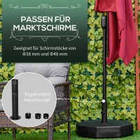 Outsunny parasolstandaard 40 kg parasolvoet voor parasol parasolstang 38 mm/48 mm met water of zand te vullen parasolvoet voor tuin terras Balkon Zwart Ø 60 x 36 H cm(m-5)
